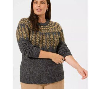 torrid Brand Vegan Cashmere Lurex Crew Neck Sweater Charcoal grey holly jacquard